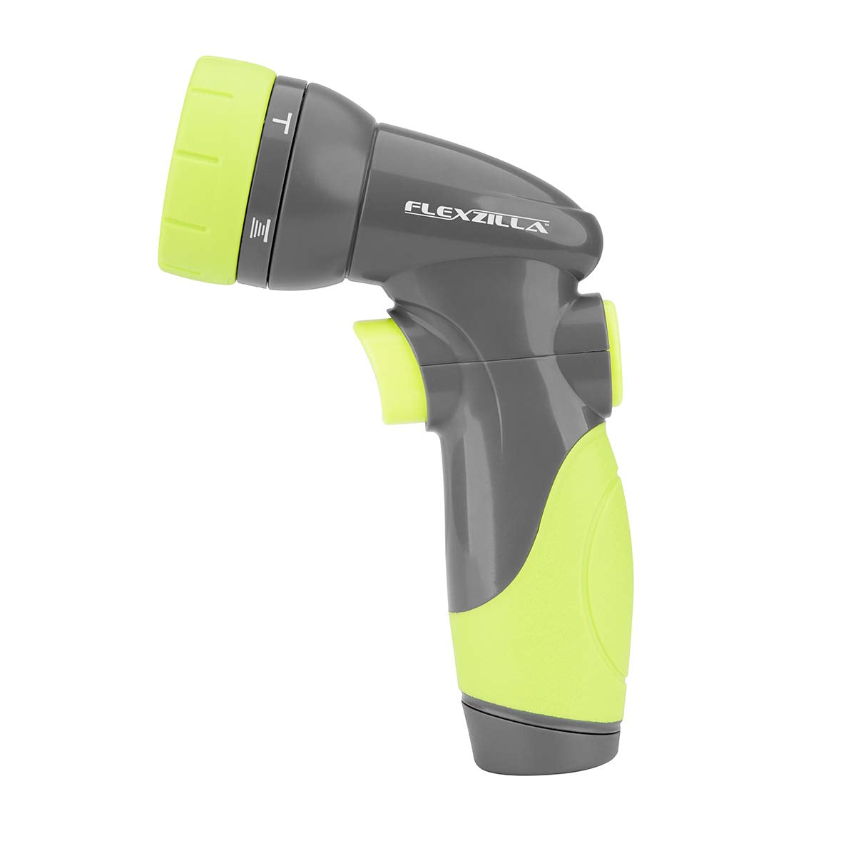 Flexzilla 6-Pattern Garden Hose Nozzle front view with adjustable spray settings