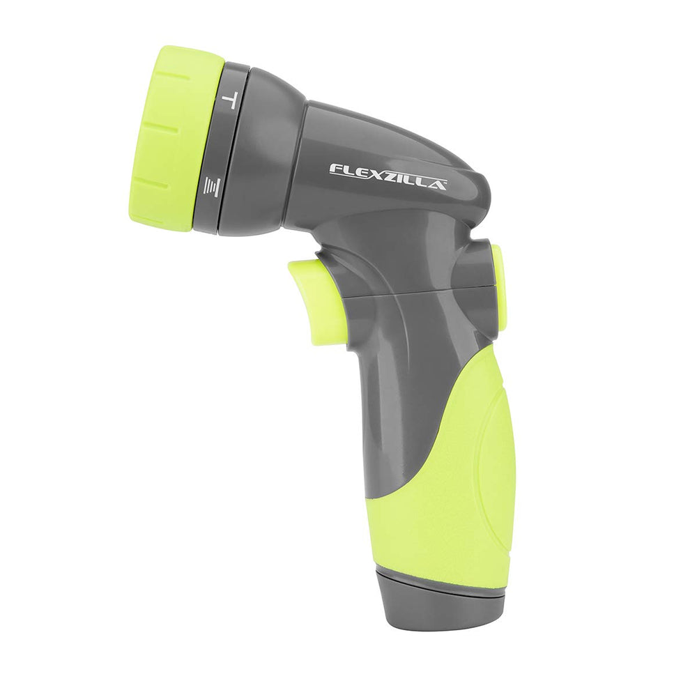 Flexzilla 6-Pattern Garden Hose Nozzle front view with adjustable spray settings