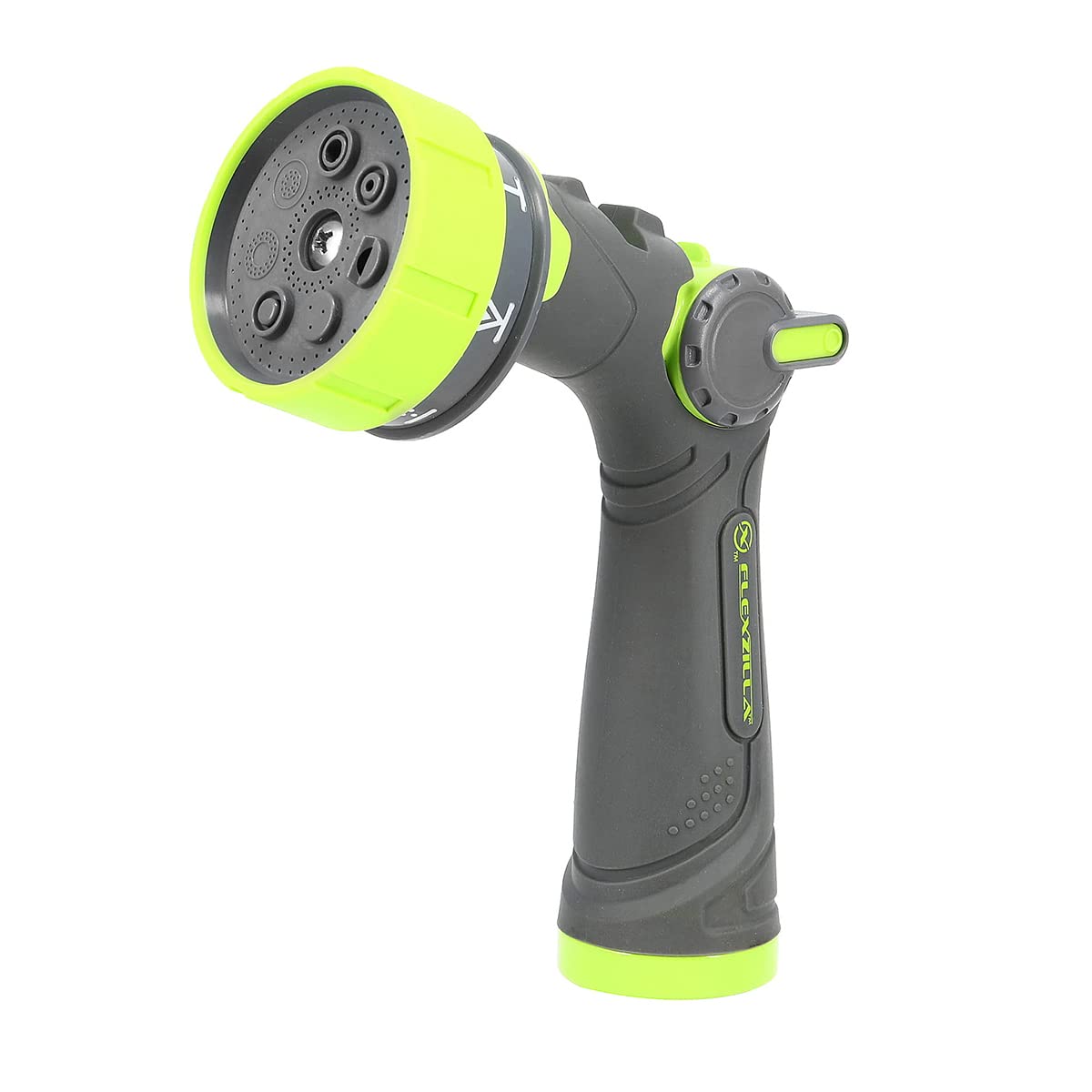 Flexzilla 7-Pattern Garden Hose Nozzle front view in Chartreuse