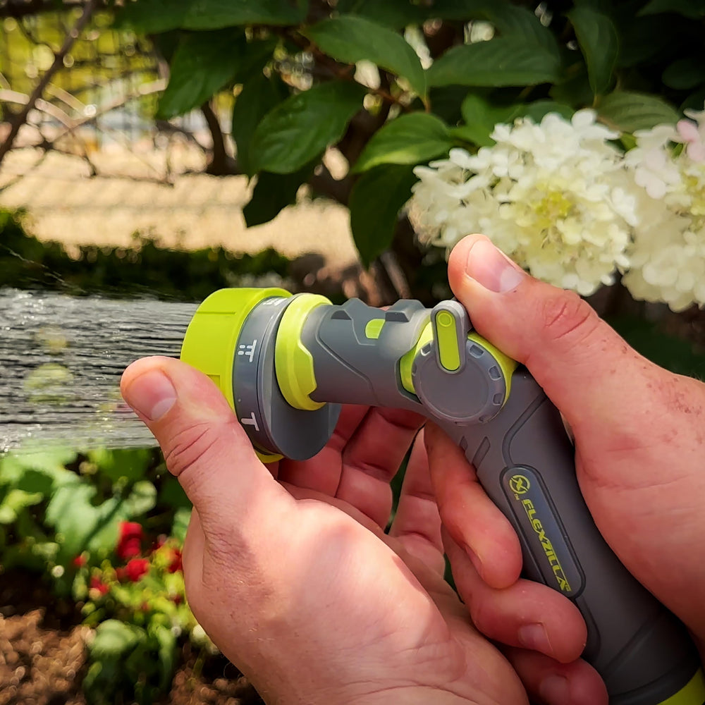 Flexzilla nozzle connected to a garden hose
