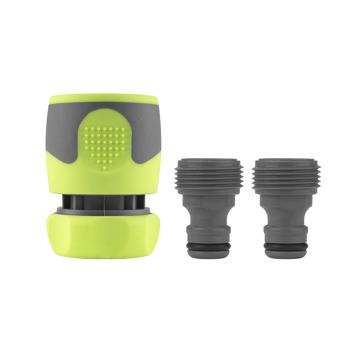 Flexzilla Quick-Connect Flow-Stop Coupler set in ZillaGreen