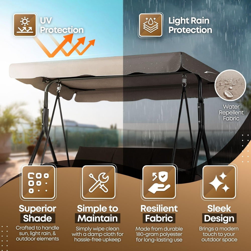 Flexzion Swing Canopy Cover with scalloped edge displayed outdoors