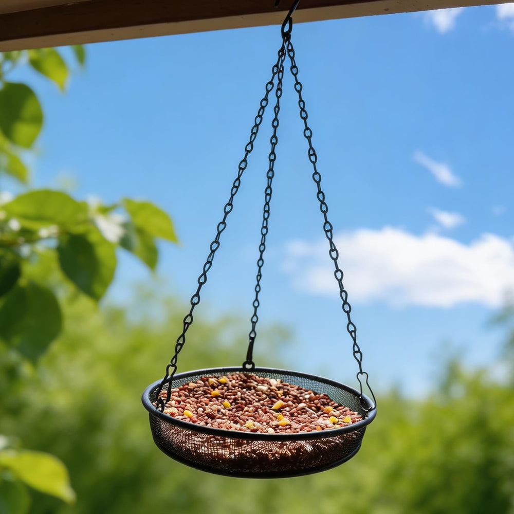 FLINTER bird feeder back view with hanging wire