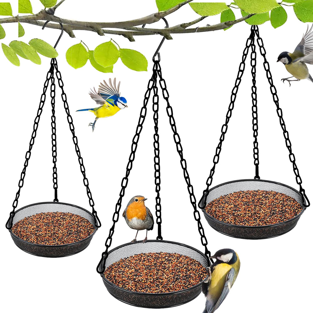 FLINTER bird feeder black metal mesh tray front view