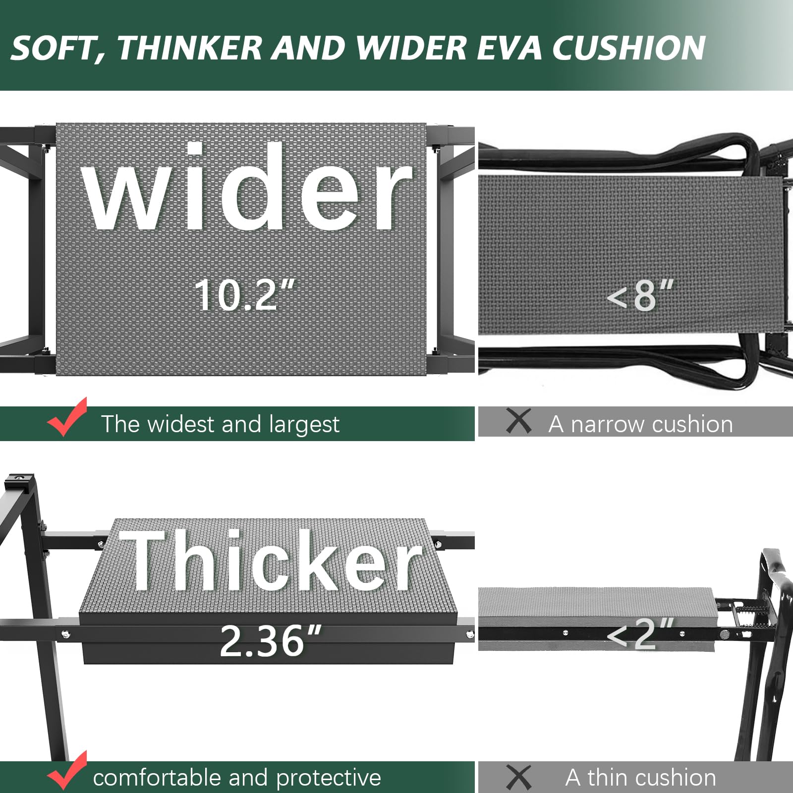 FLINTER Garden Kneeler with removable tool bag and five pockets
