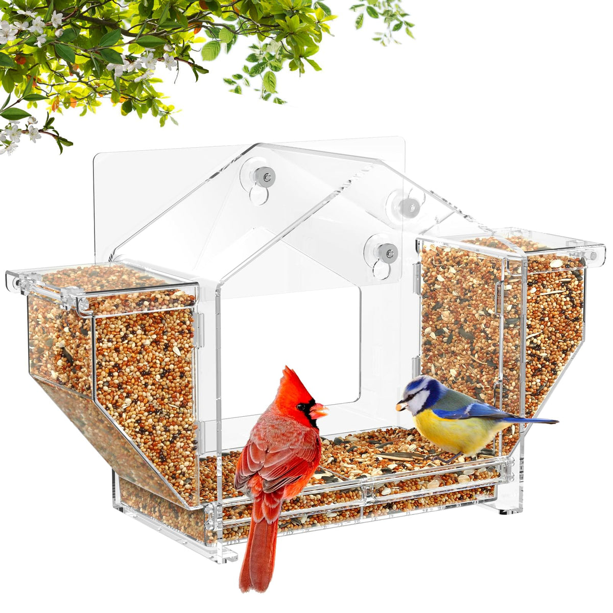 FLINTER Window Bird Feeder front view with clear design