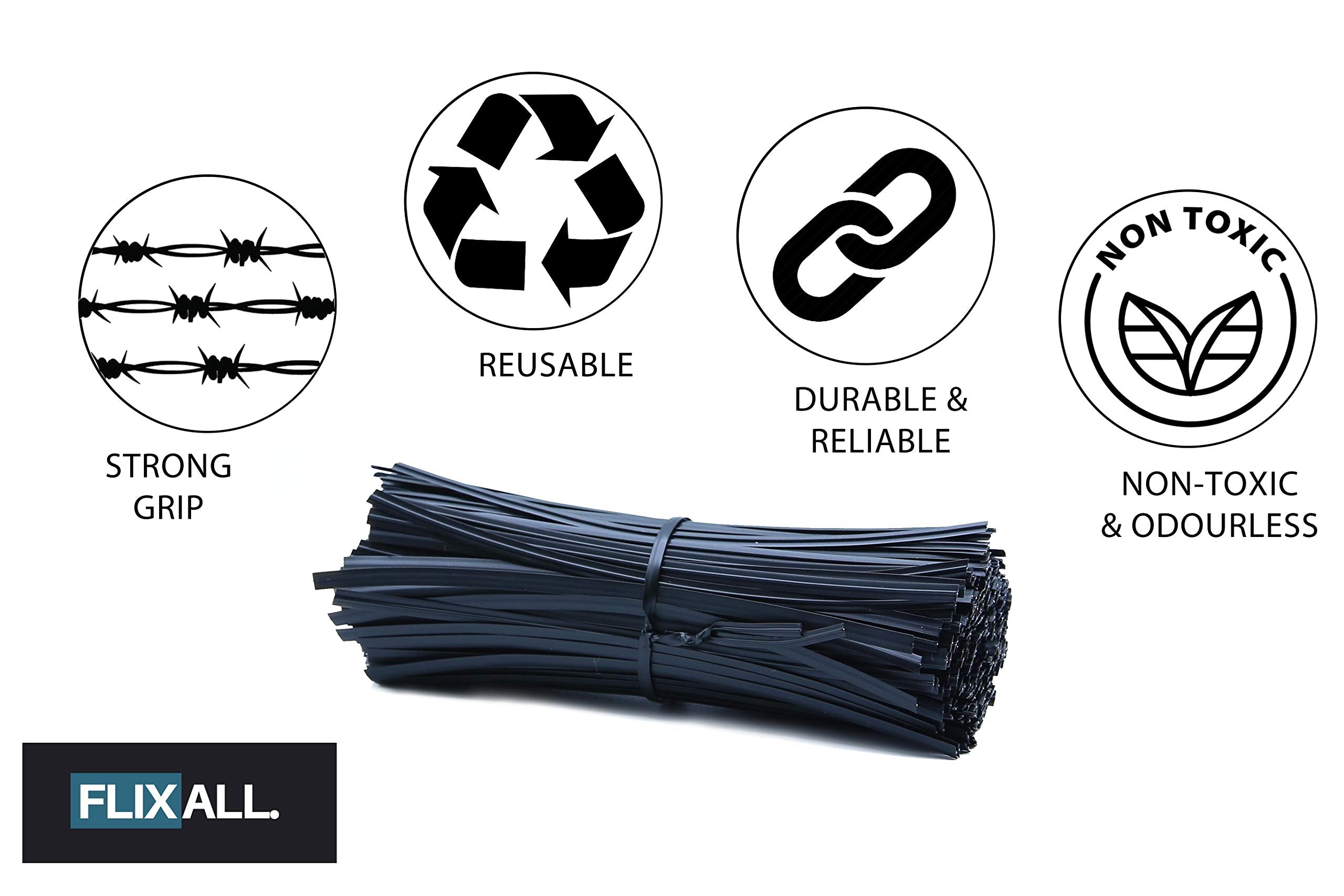 Flixall Twist Ties packaging box showing contents