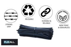Flixall Twist Ties packaging box showing contents