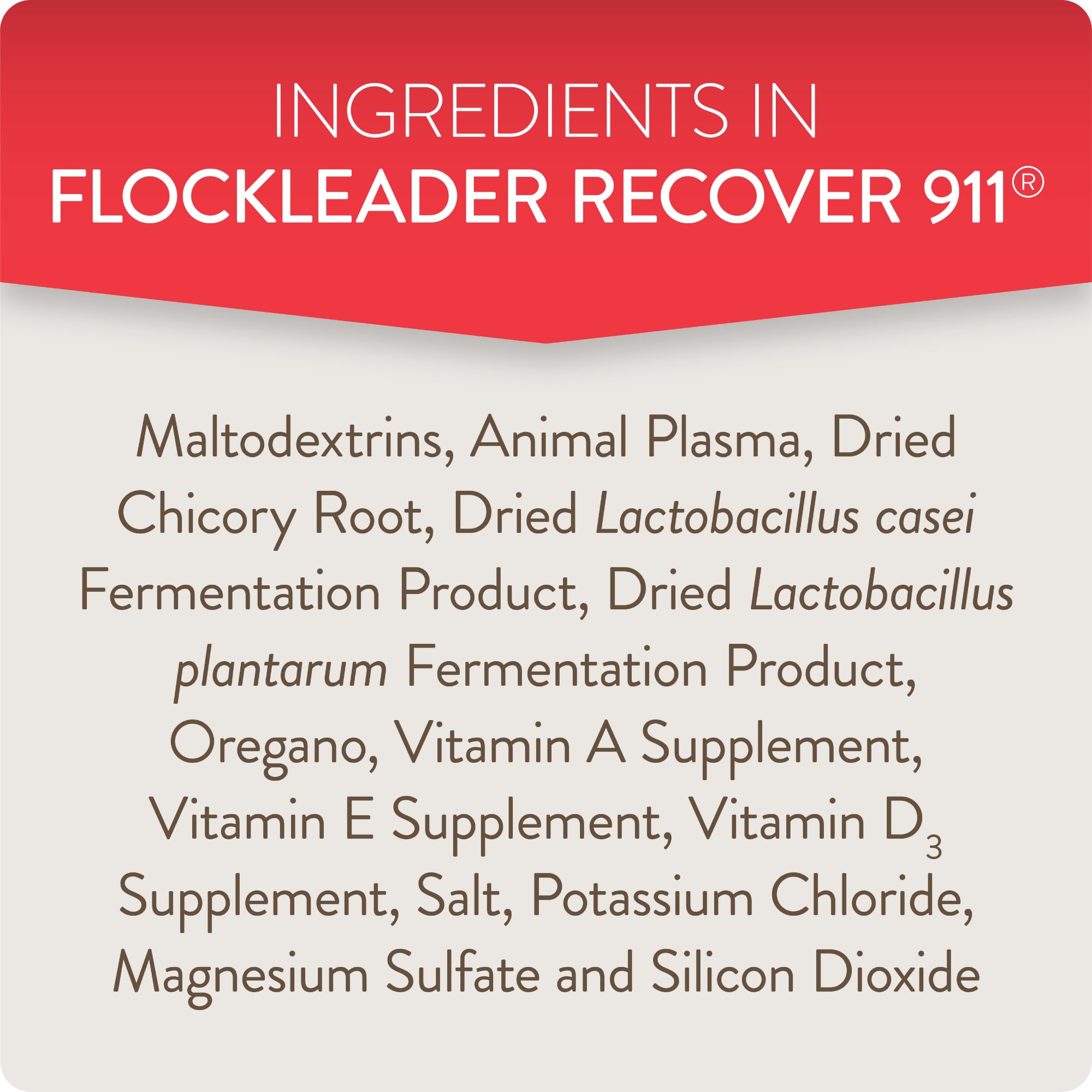 FLOCKLEADER Recover 911 nutrition information