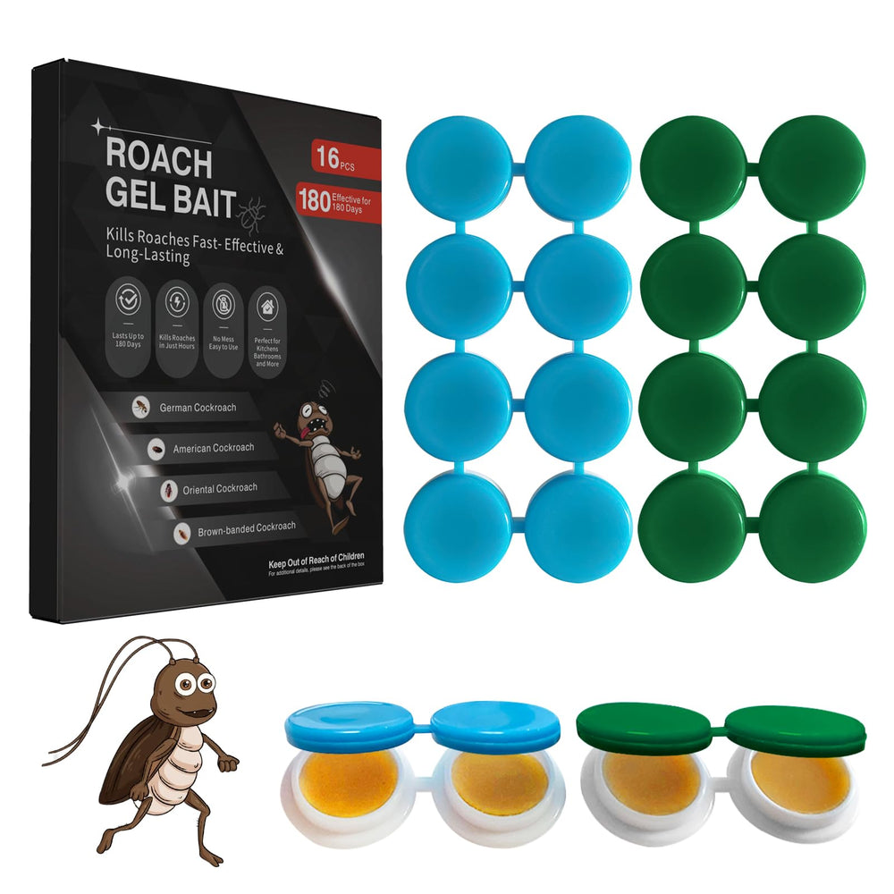 FLODTEEK 16 Pack Cockroach Gel Bait blue packaging front view