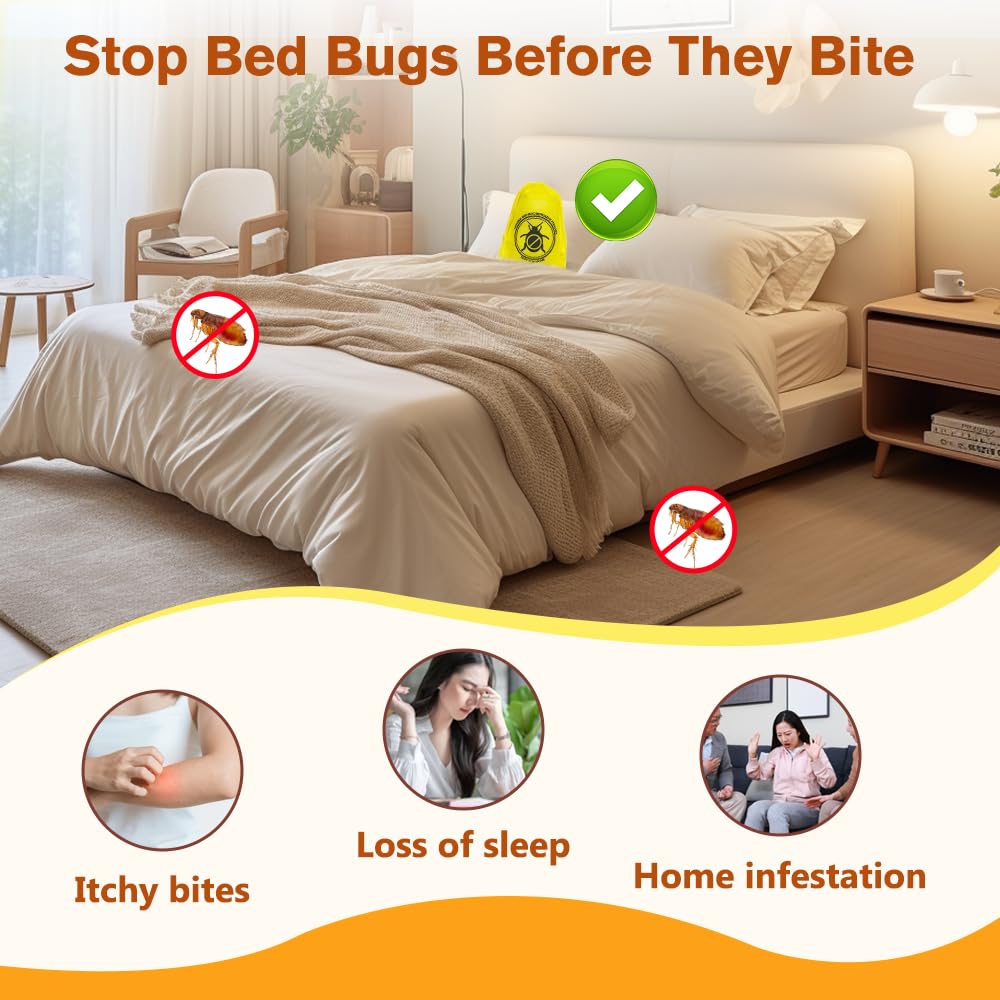FLODTEEK Bed Bug Repellent Pouches, shown in a home setting
