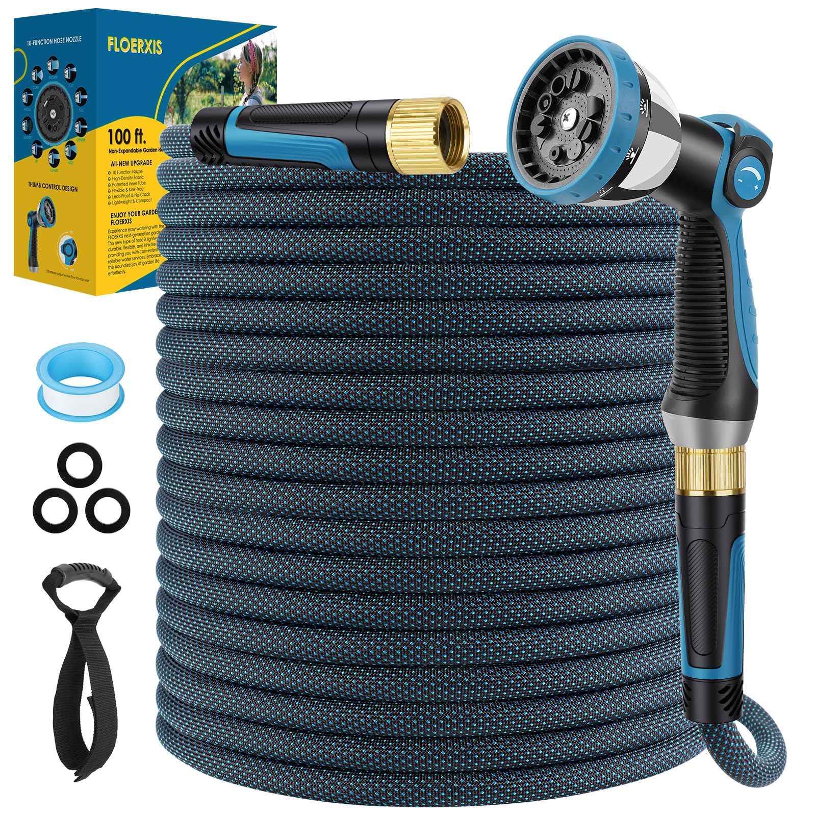 FLOERXIS Non-Expandable Garden Hose 100 ft side view