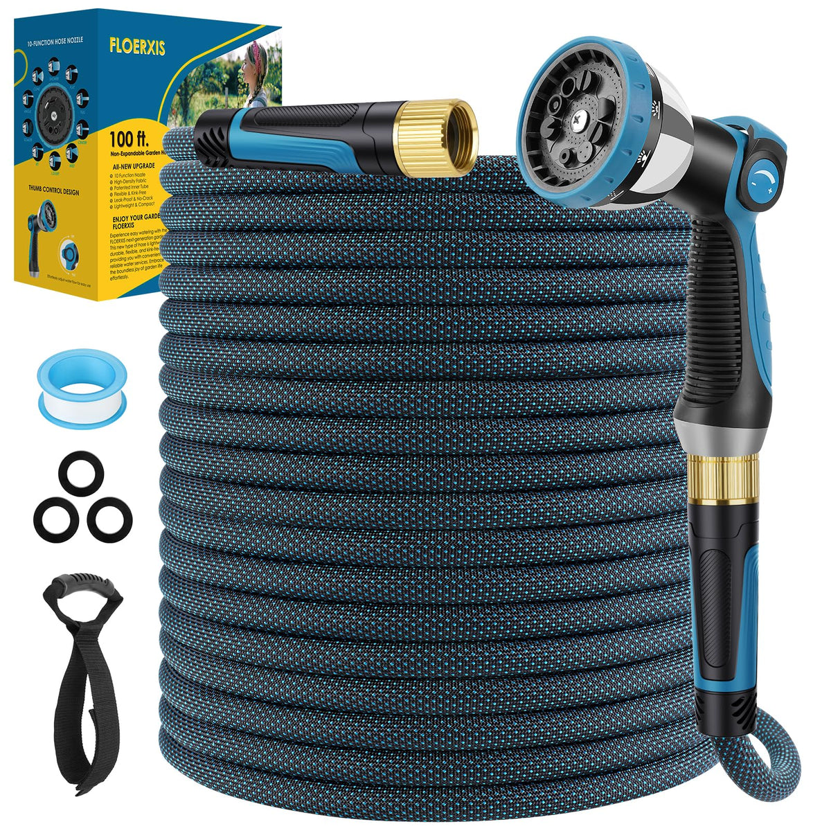 FLOERXIS Non-Expandable Garden Hose 100 ft side view