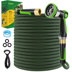 FLOERXIS Non-Expandable Garden Hose 150 ft in green color