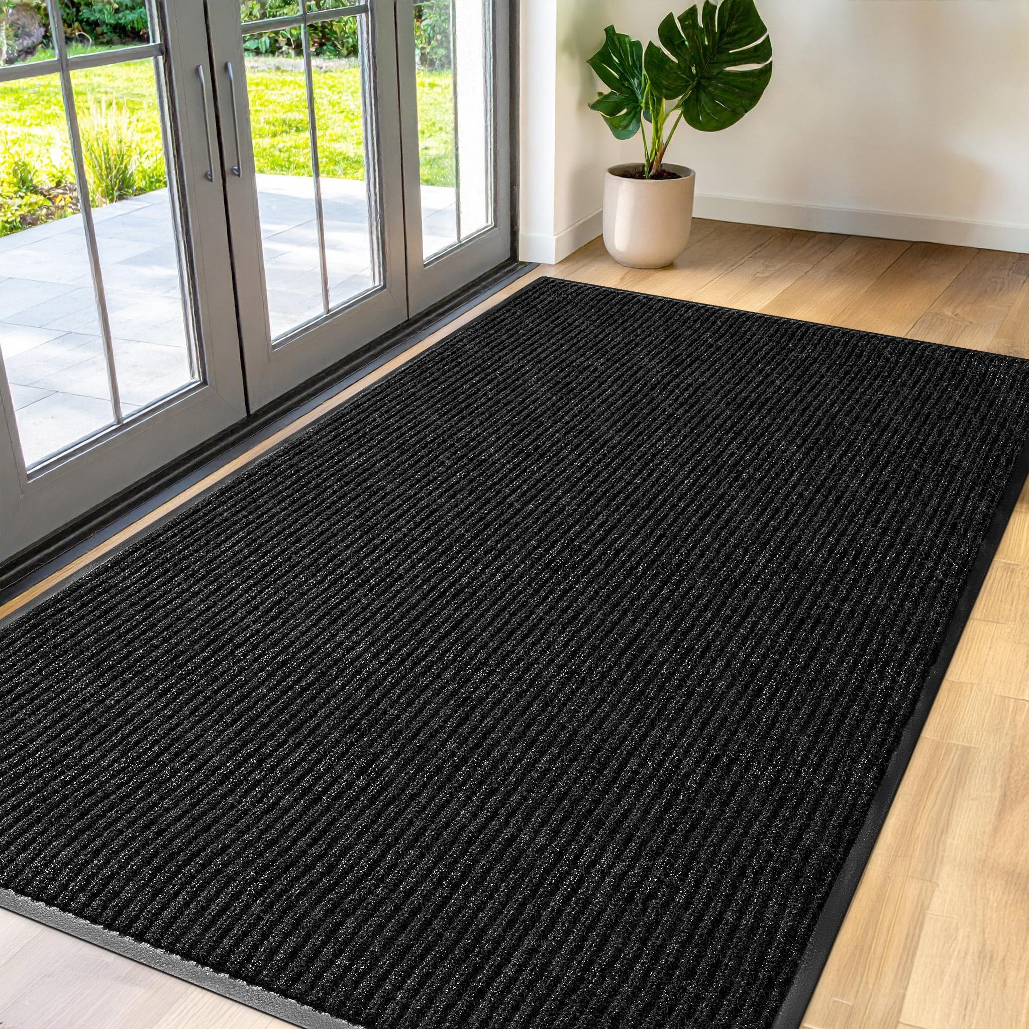FloorGuard Large Door Mat 3' x 5' charcoal front view