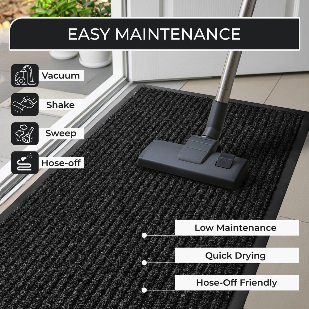 FloorGuard Large Door Mat 3' x 5' charcoal in a garage