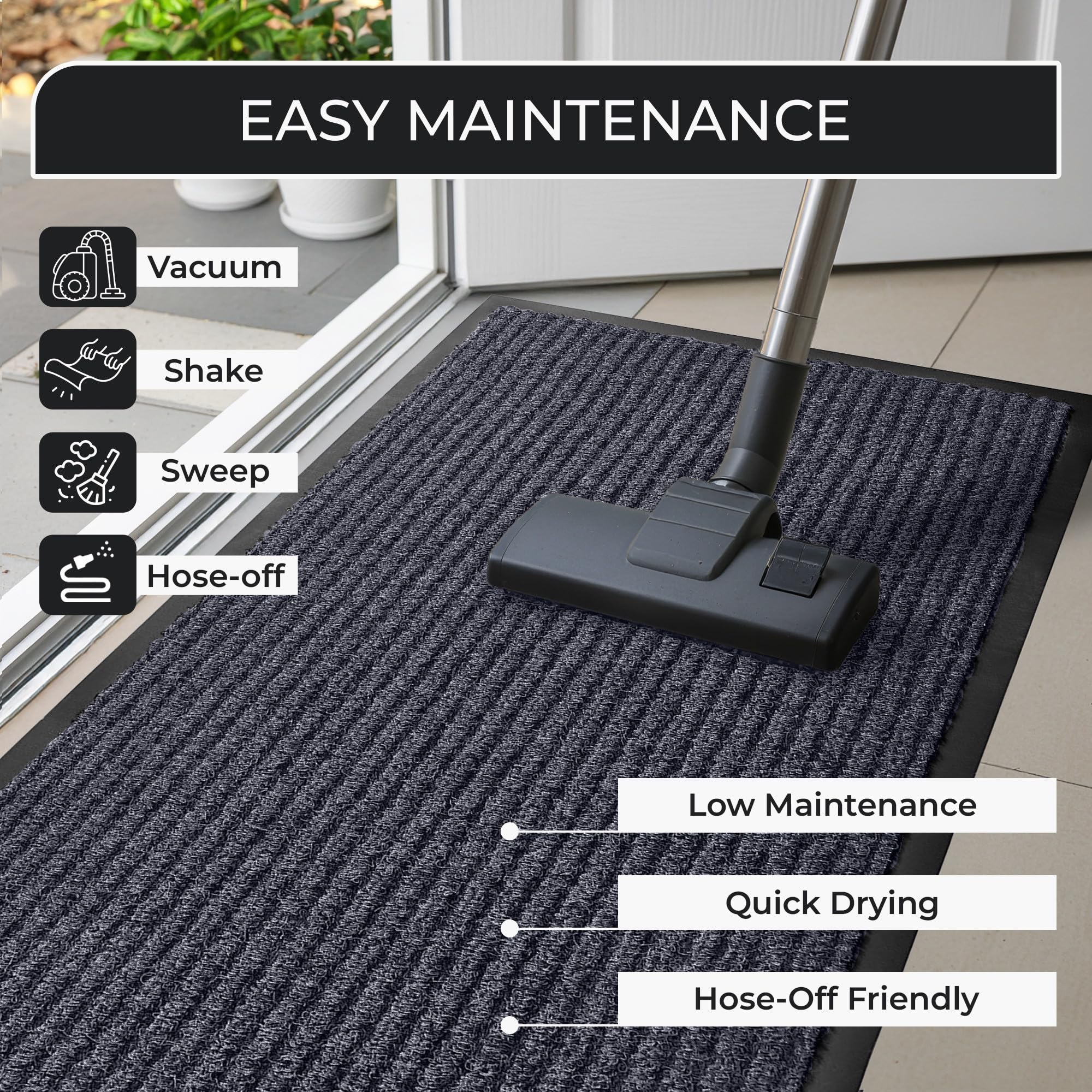 FloorGuard Large Door Mat 3' x 5' grey in a garage setting