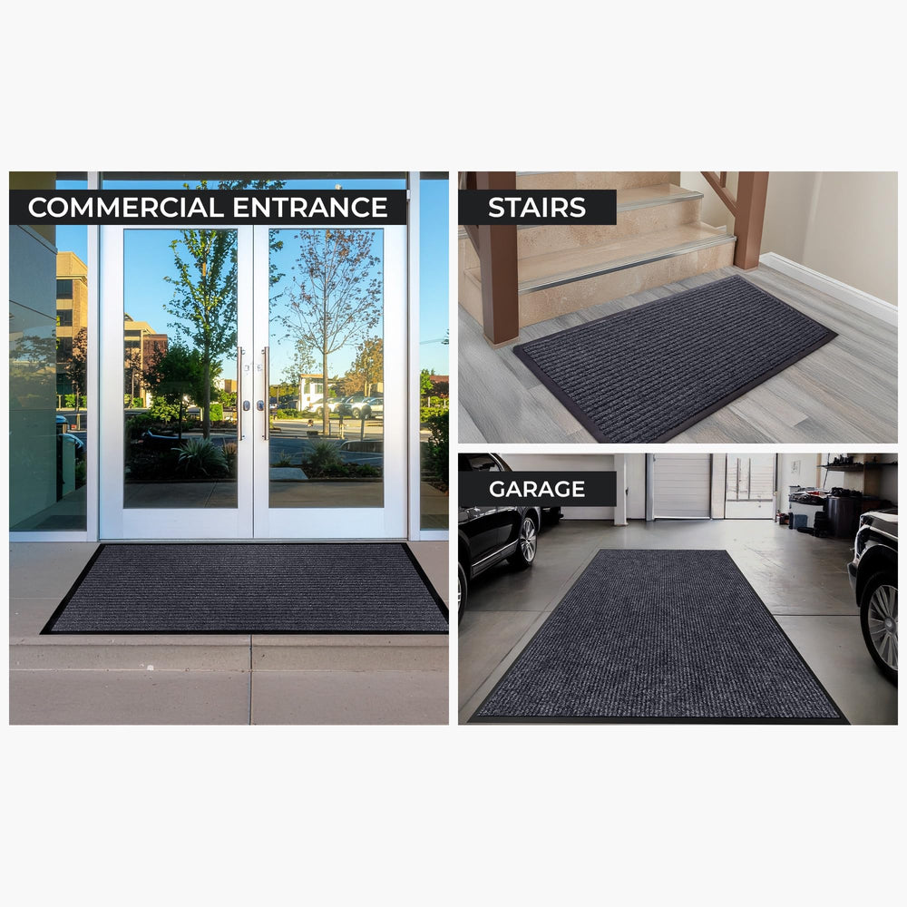 FloorGuard Large Door Mat 3' x 5' grey in a mudroom