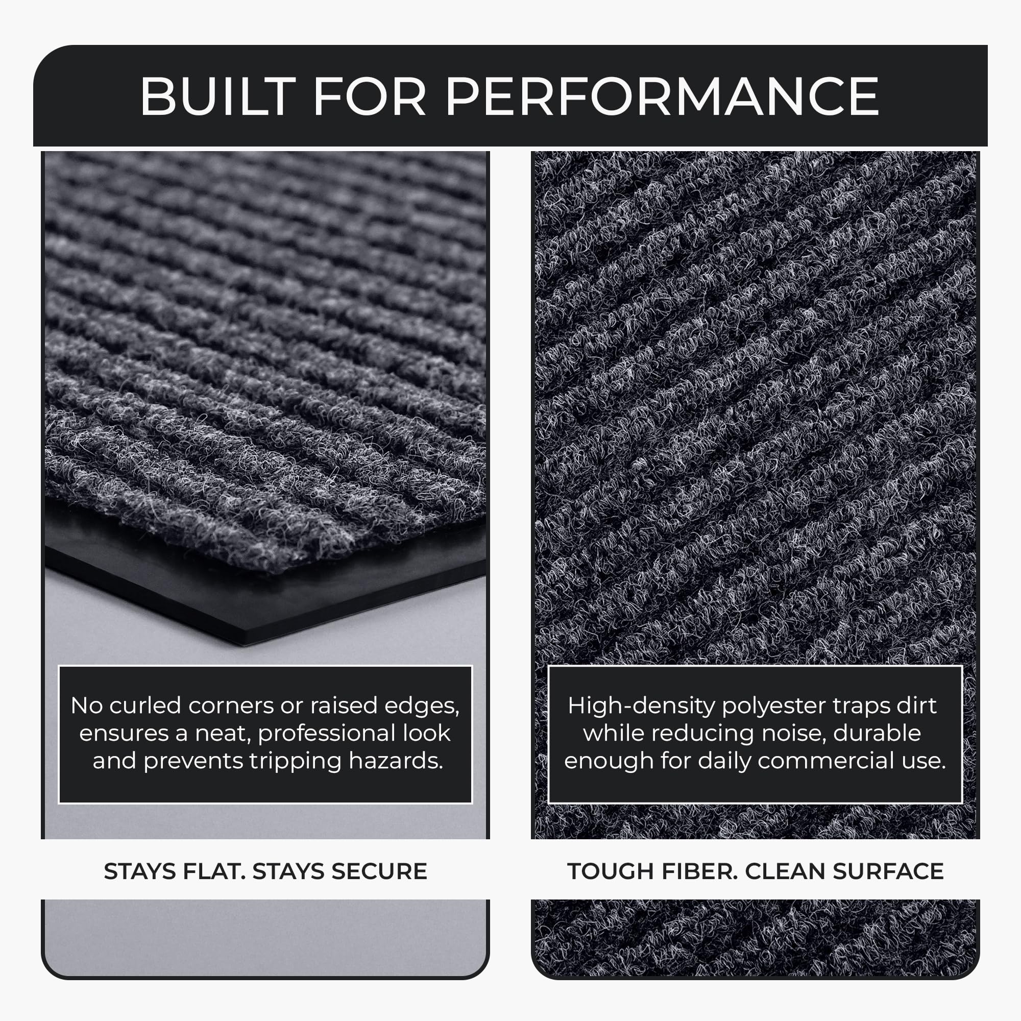 FloorGuard Large Door Mat 3' x 5' grey with dirt hiding appearance