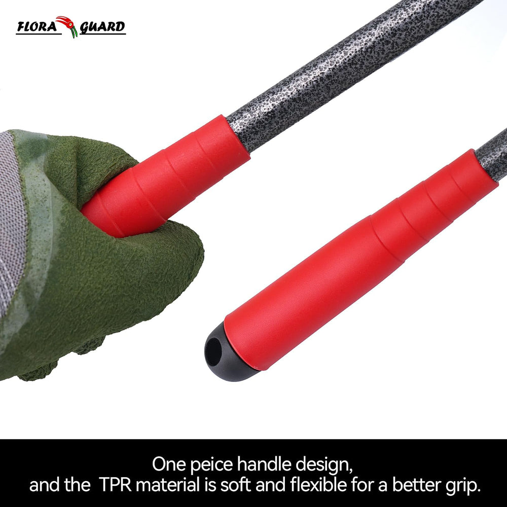 FLORA GUARD garden tools displayed with dimensions and specifications