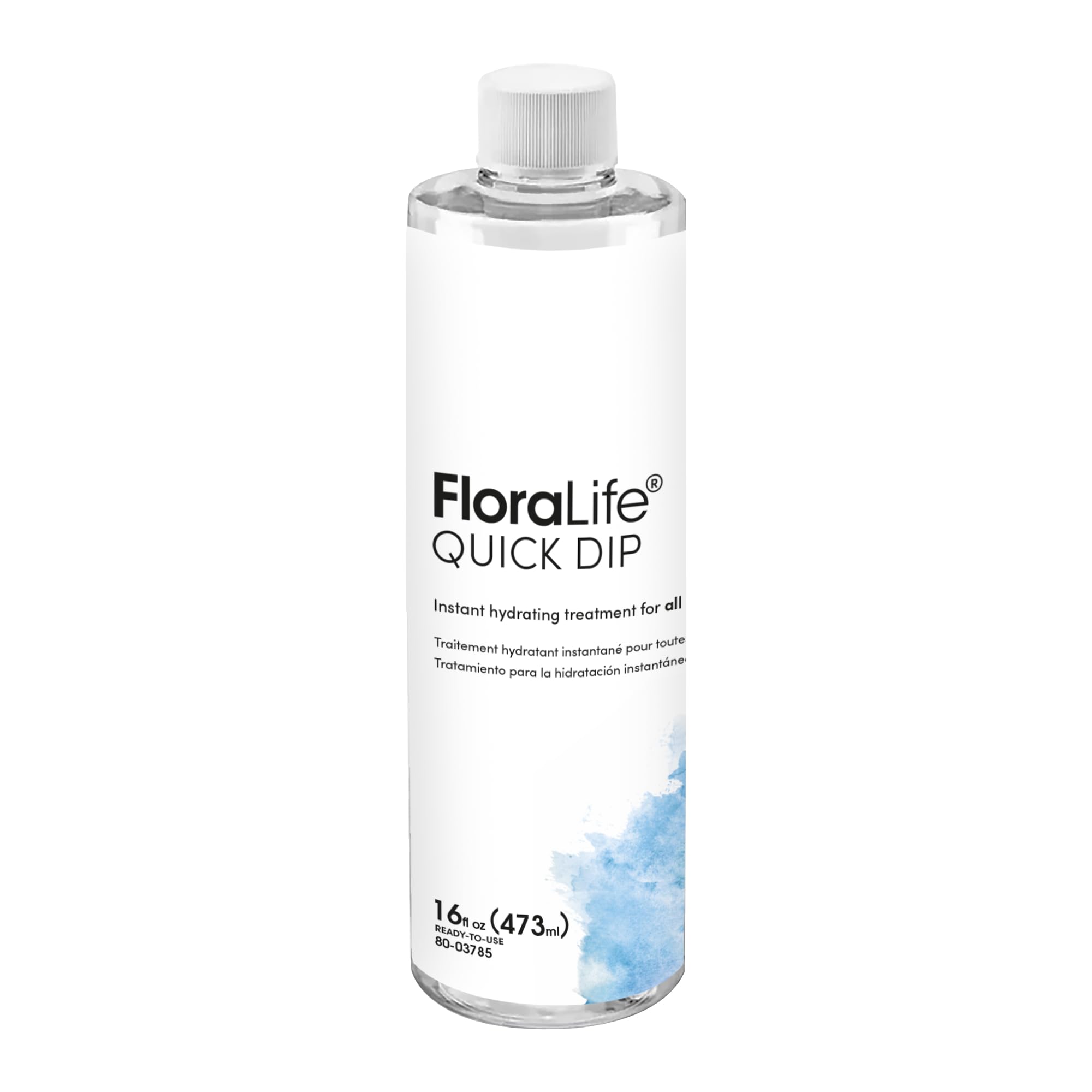 Floralife Quick Dip 16oz clear plastic bottle front view