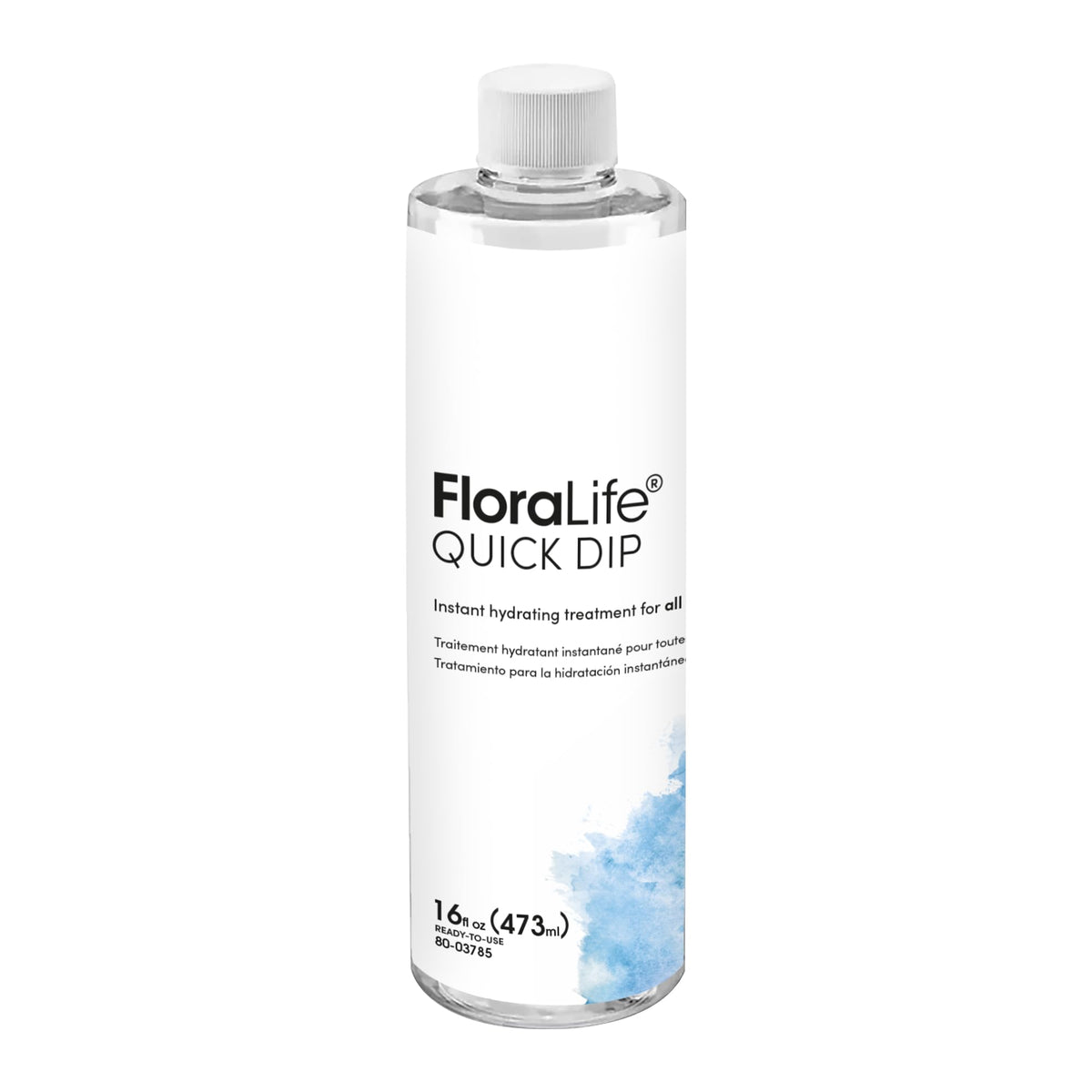 Floralife Quick Dip 16oz clear plastic bottle front view
