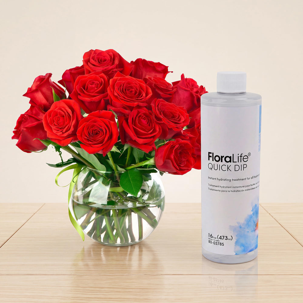 Floralife Quick Dip 16oz side view with label