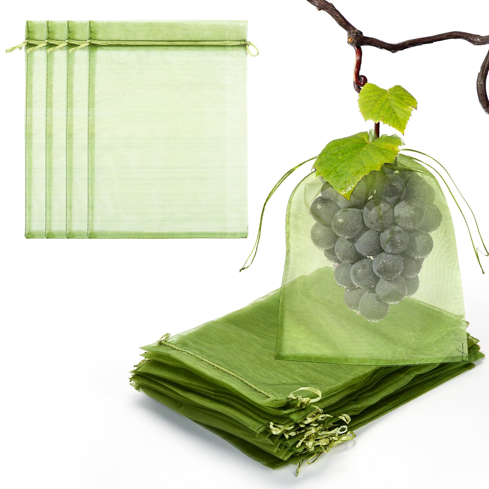 FloraSea 8X12 inch fruit protection bags green mesh front view