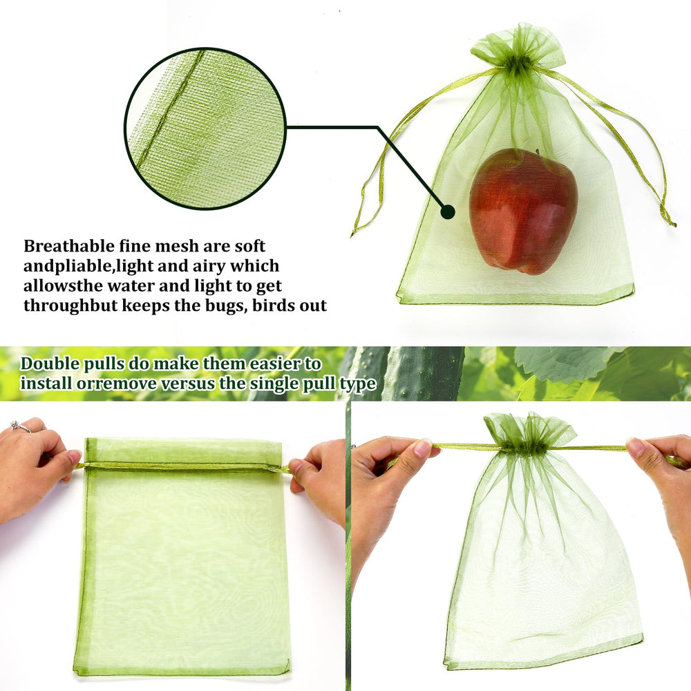 FloraSea fruit protection bags covering apples in garden
