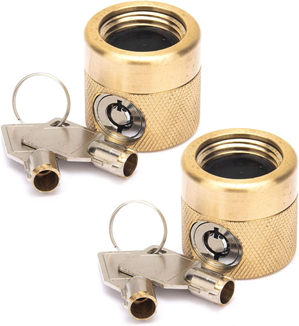 Flow Security Systems FaucetLock front view with solid brass finish