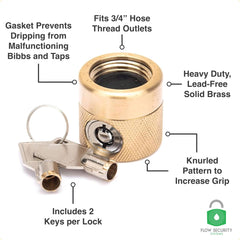 Flow Security Systems FaucetLock package contents with two keys