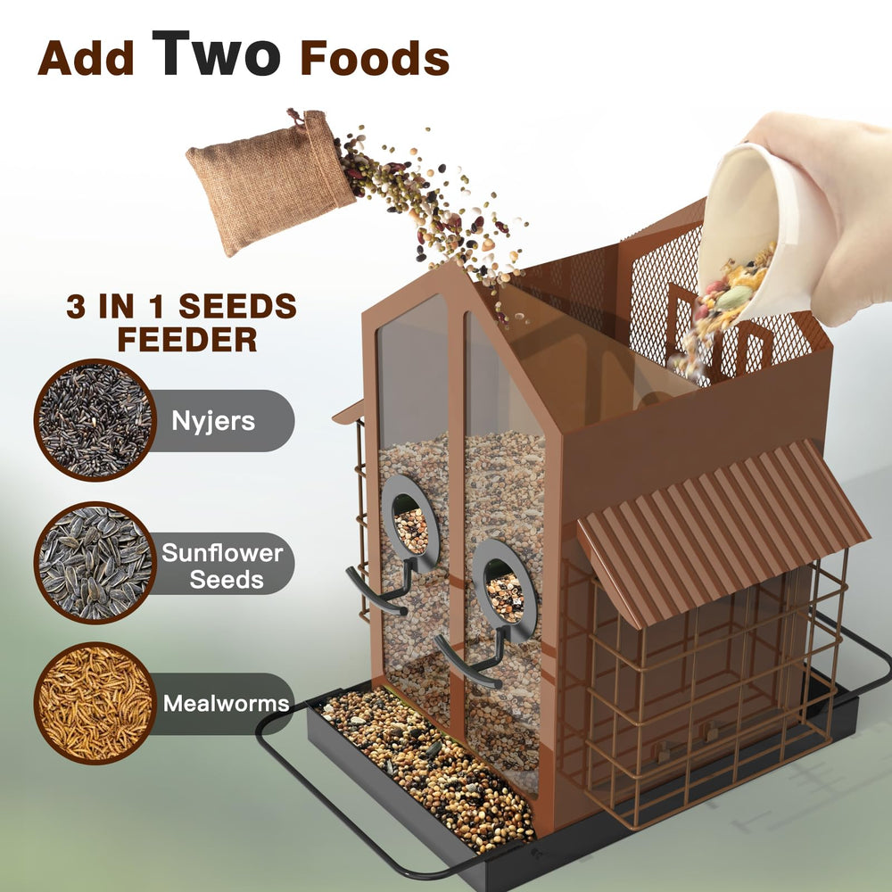 FlowaFoli Bird Feeder filled with seeds and suet