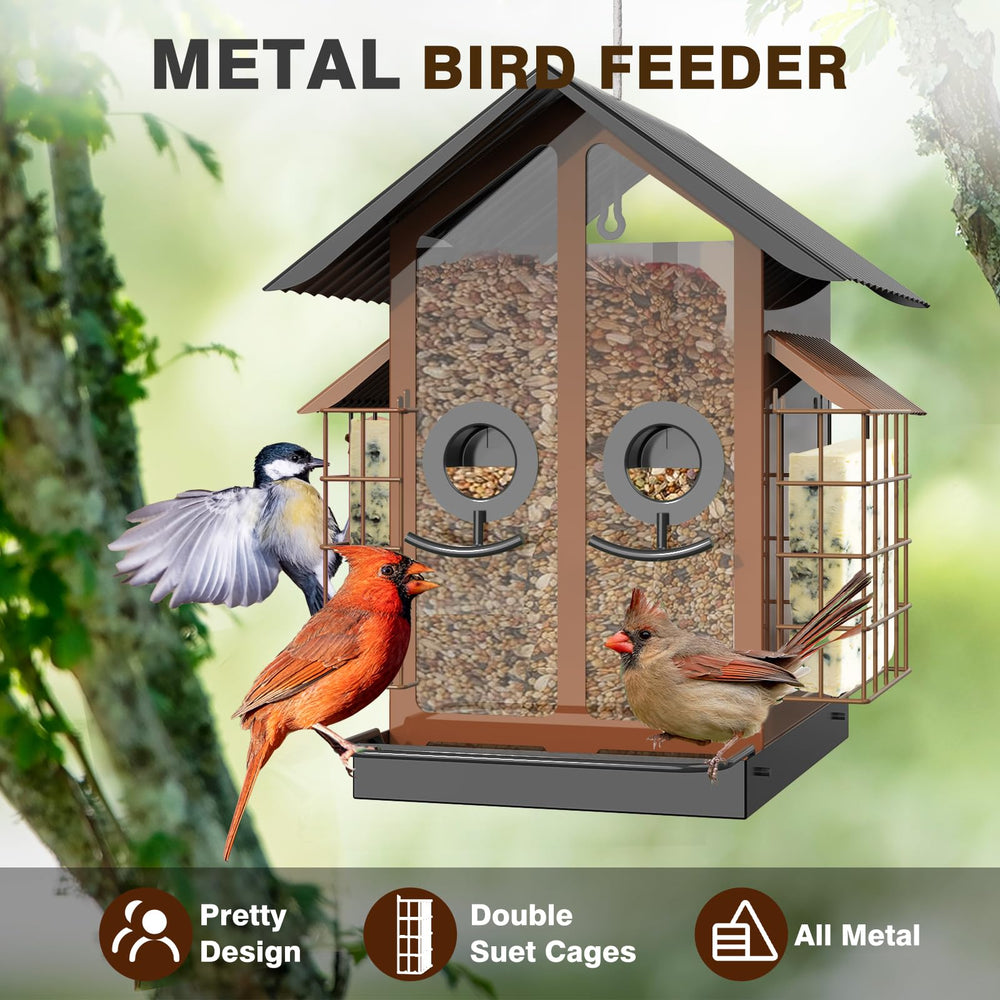 FlowaFoli Bird Feeder showing weatherproof roof and drainage holes