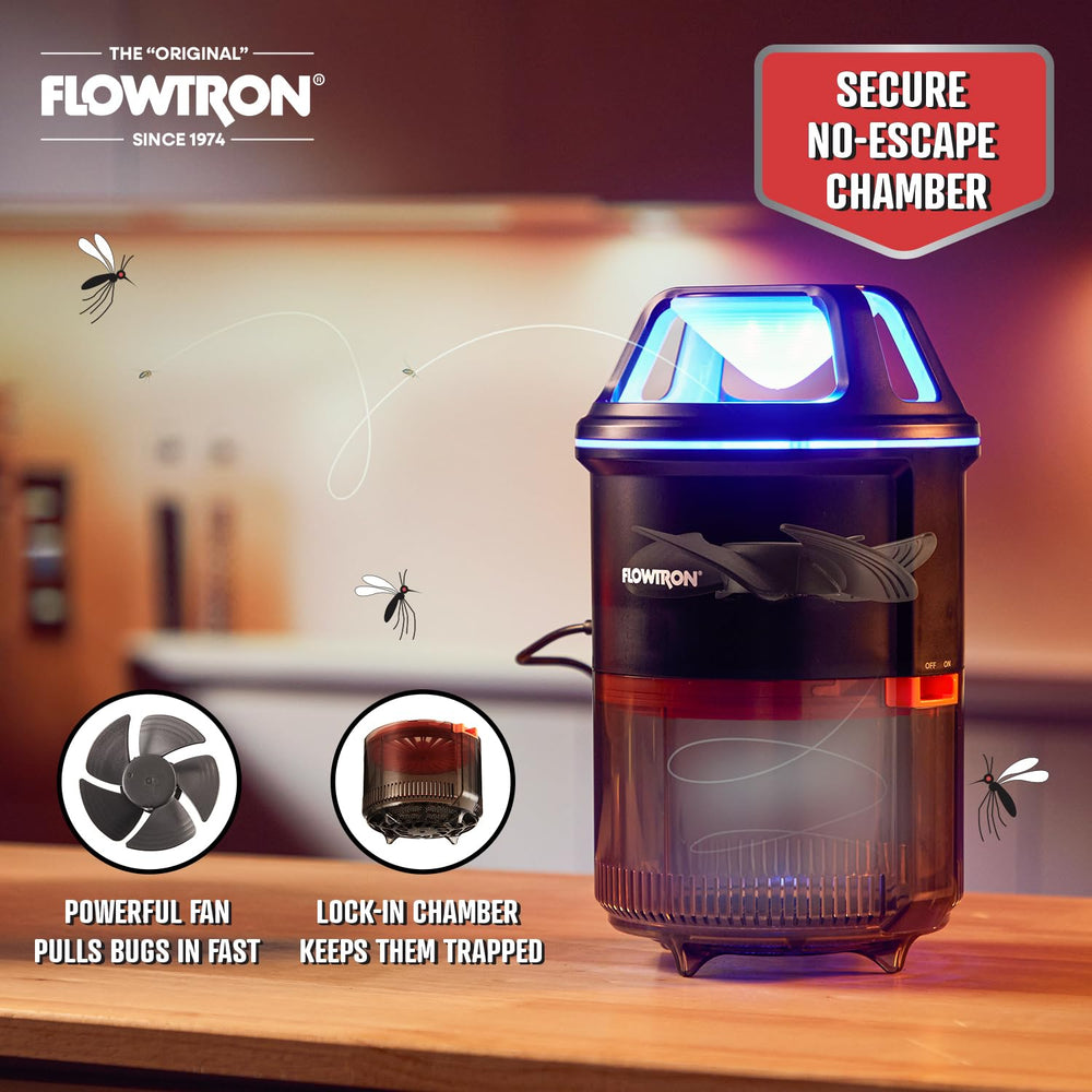 Flowtron bug trap on a kitchen countertop
