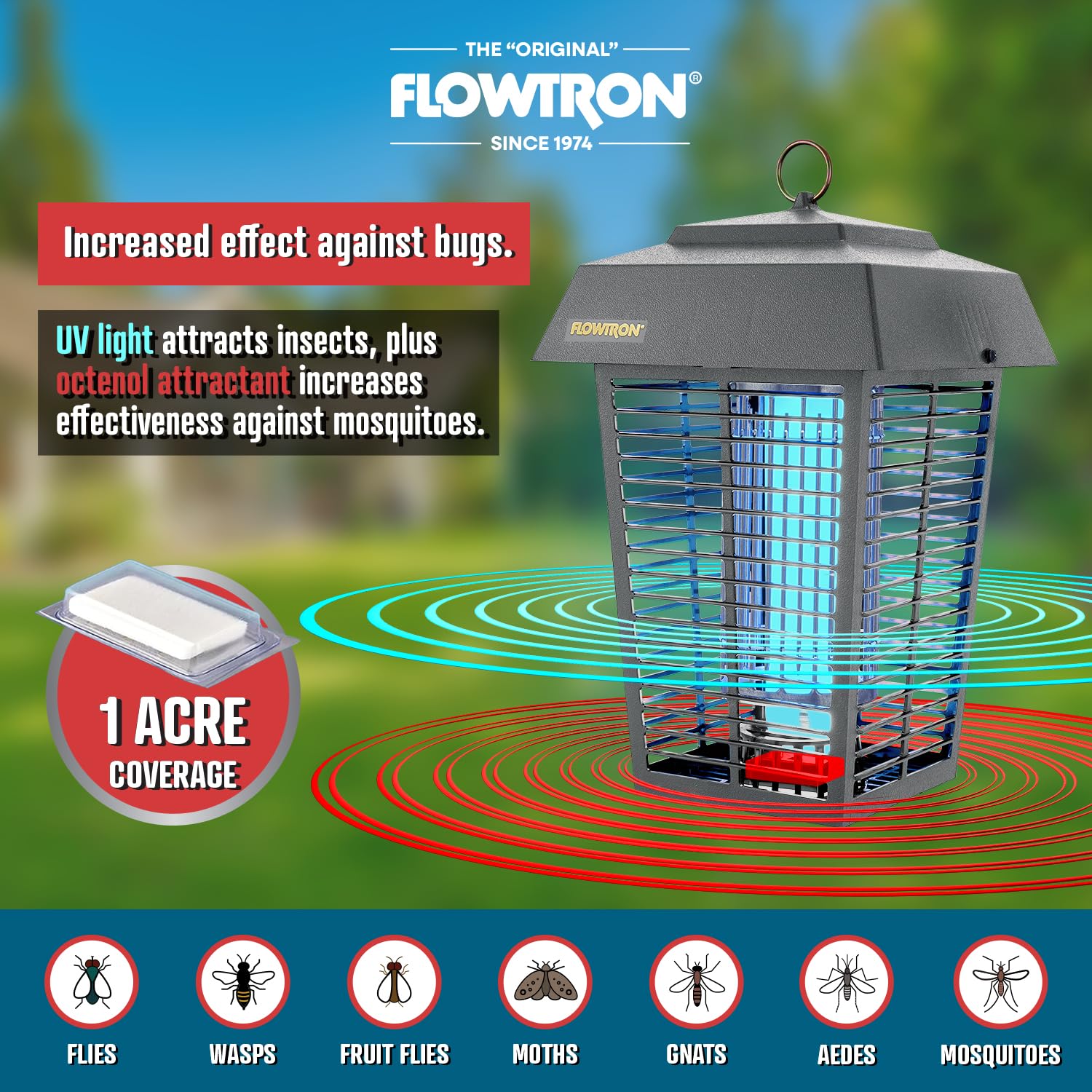 Flowtron Bug Zapper outdoor setup in garden