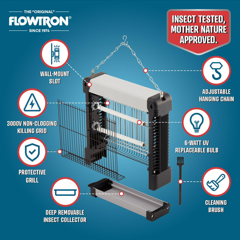 Flowtron Bug Zapper side view showing UV bulbs