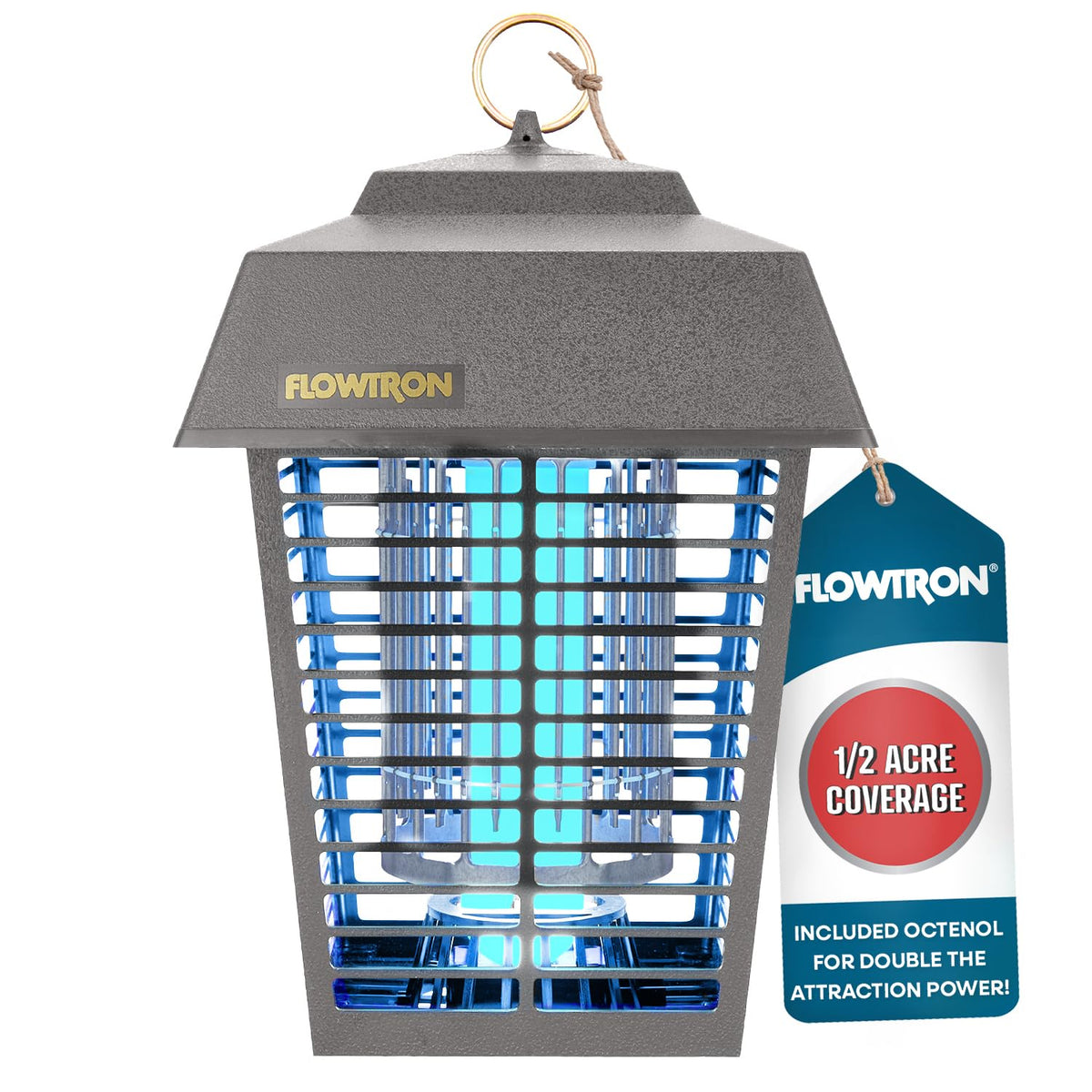 Flowtron Electric Bug Zapper front view in Dorado Grey