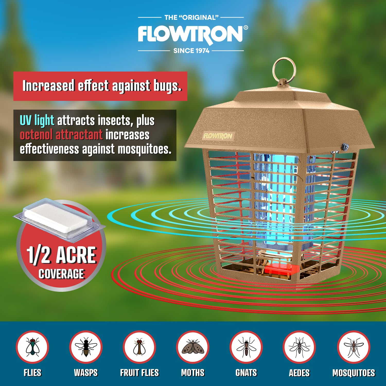 Flowtron Electric Bug Zapper showing weatherproof build