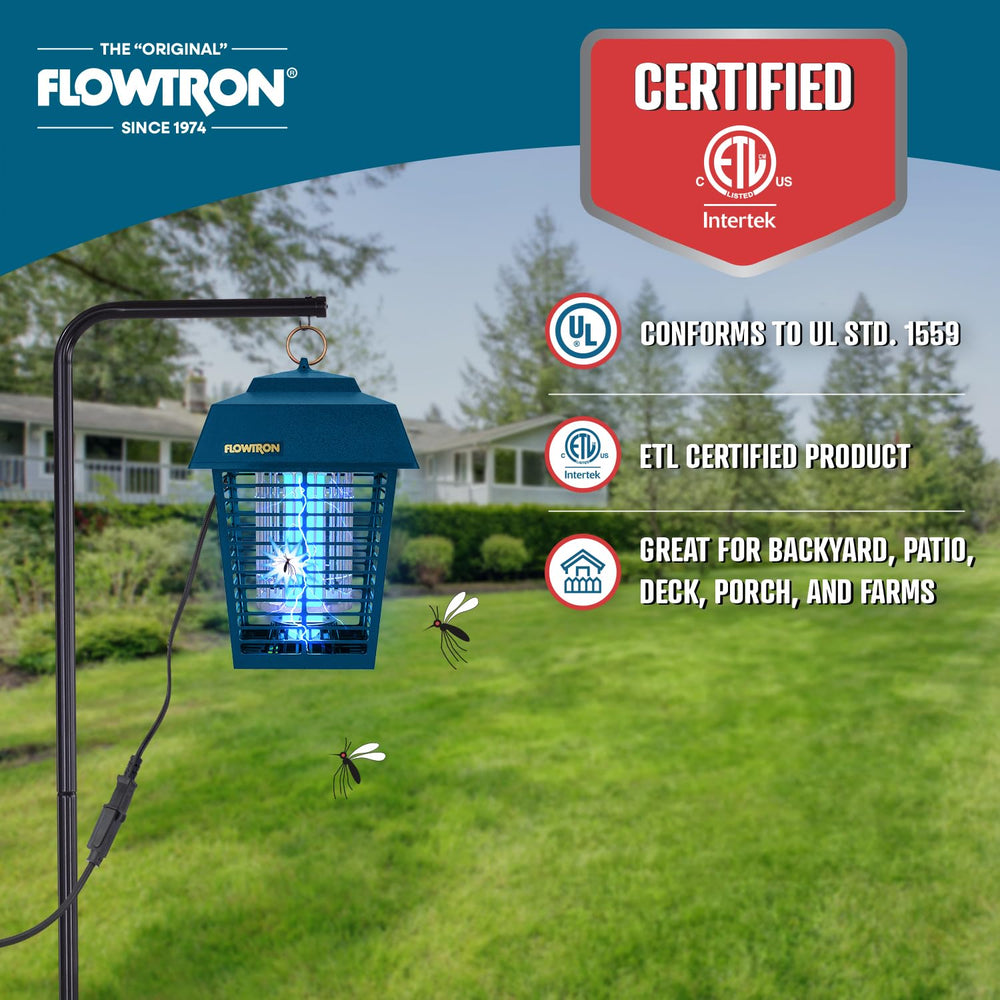Flowtron Electric Bug Zapper side view with dimensions