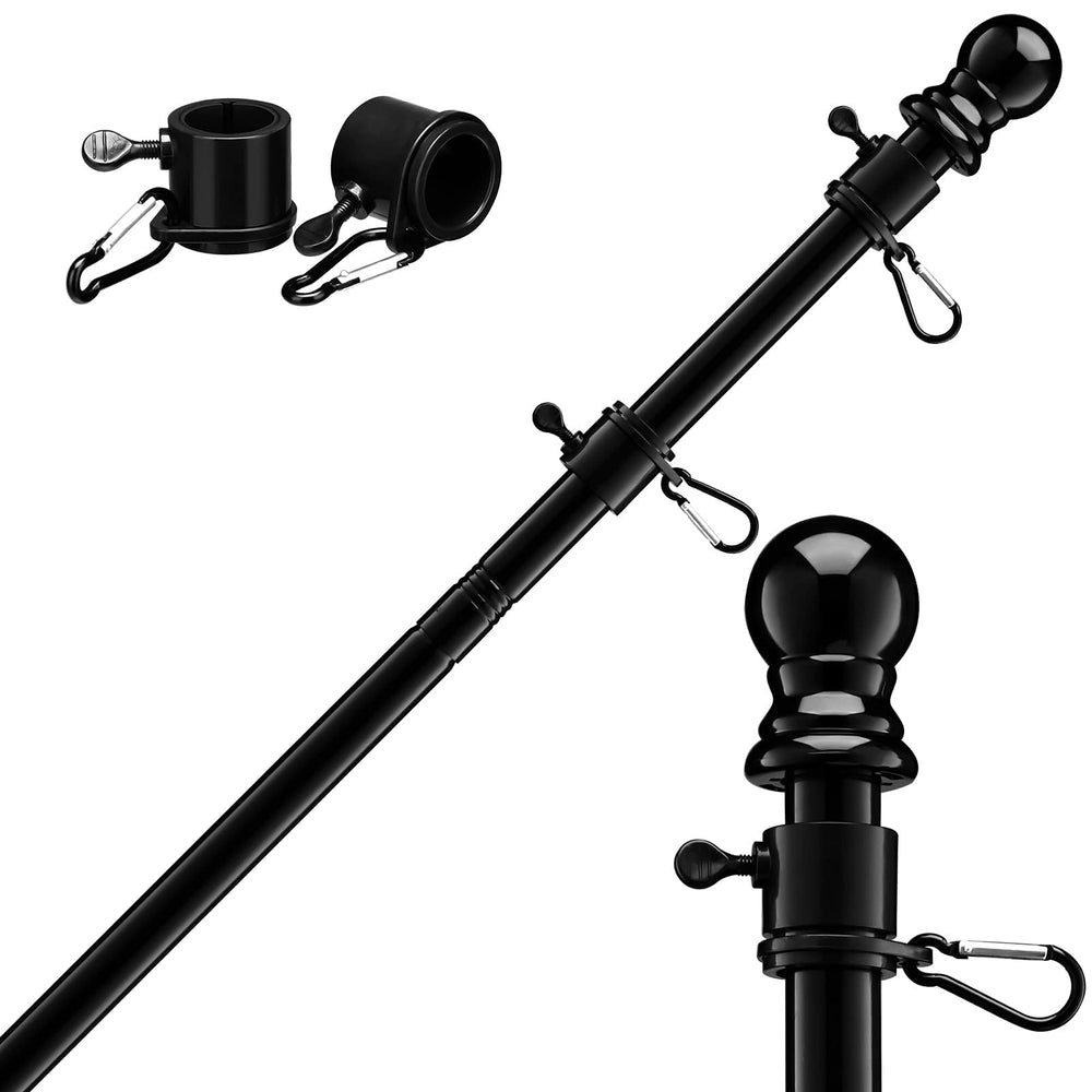 FLY HAWK 6FT flag pole kit in black with anti-wrap rings
