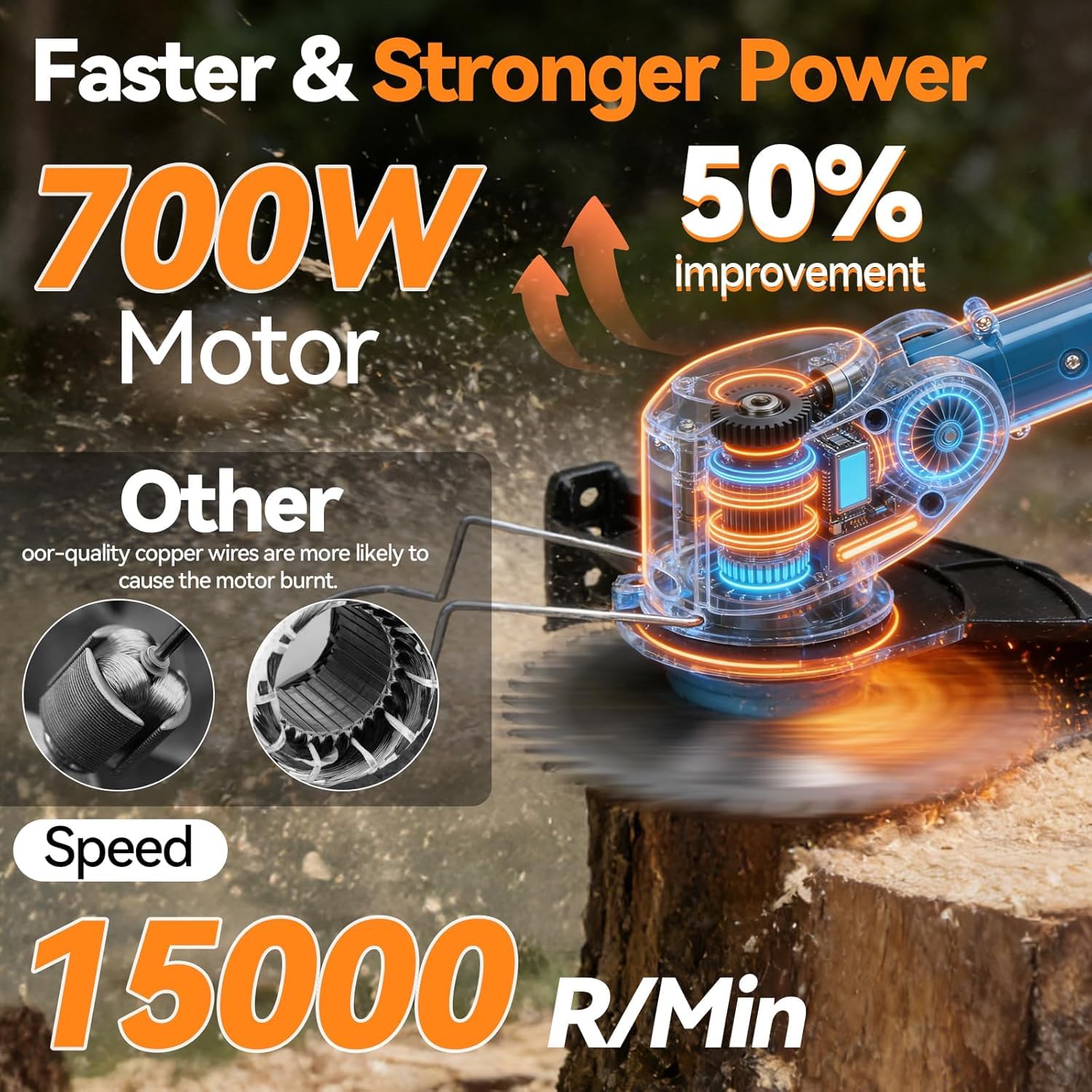 FLYINGJOING Electric Weed Wacker with detachable wheels