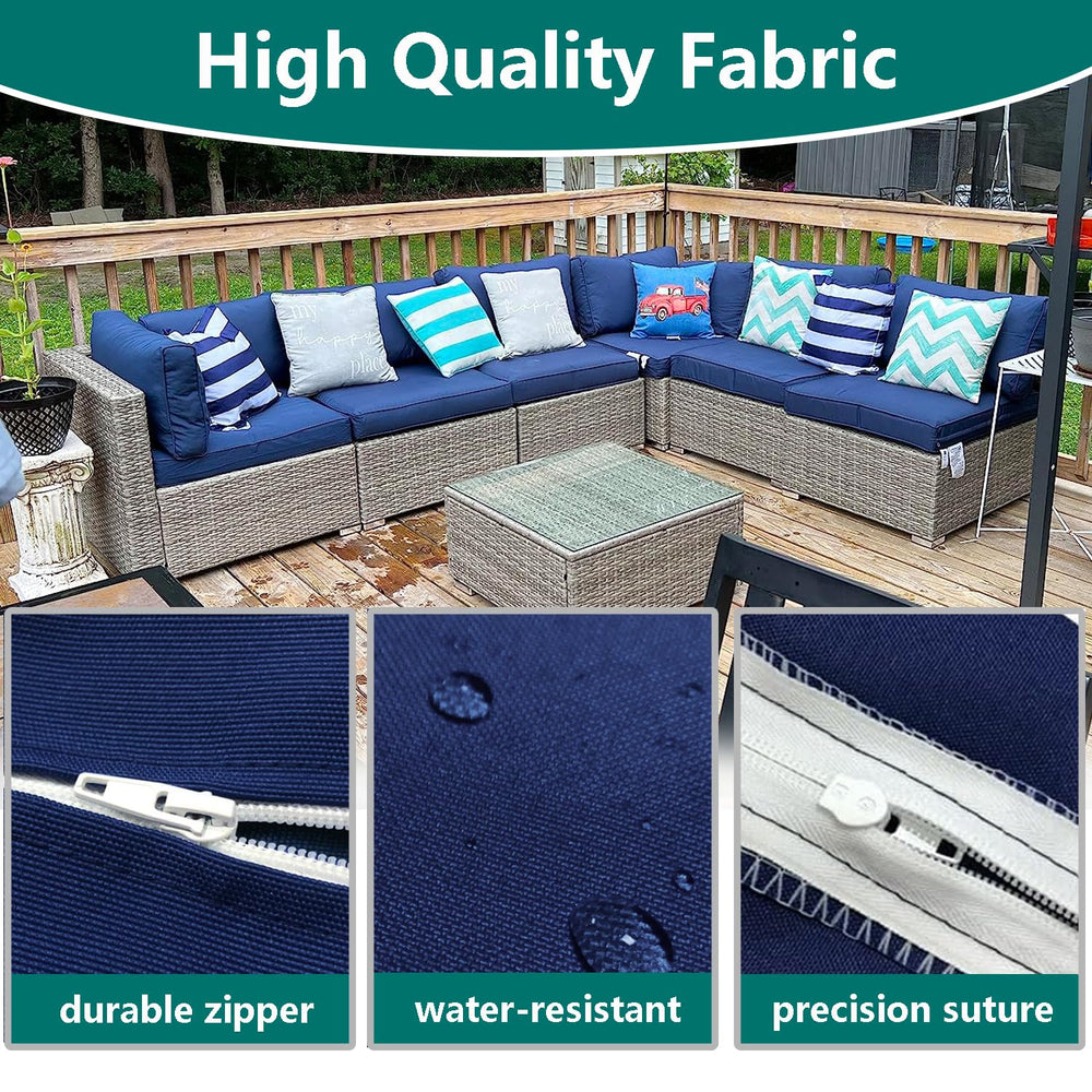 FLYMEI cushion covers displayed outdoors on furniture