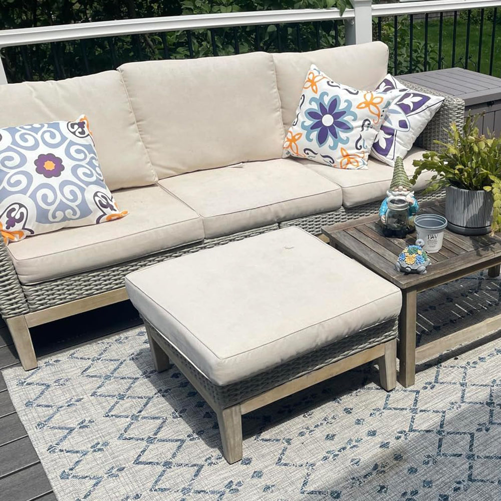 FLYMEI cushion covers showing waterproof material in beige