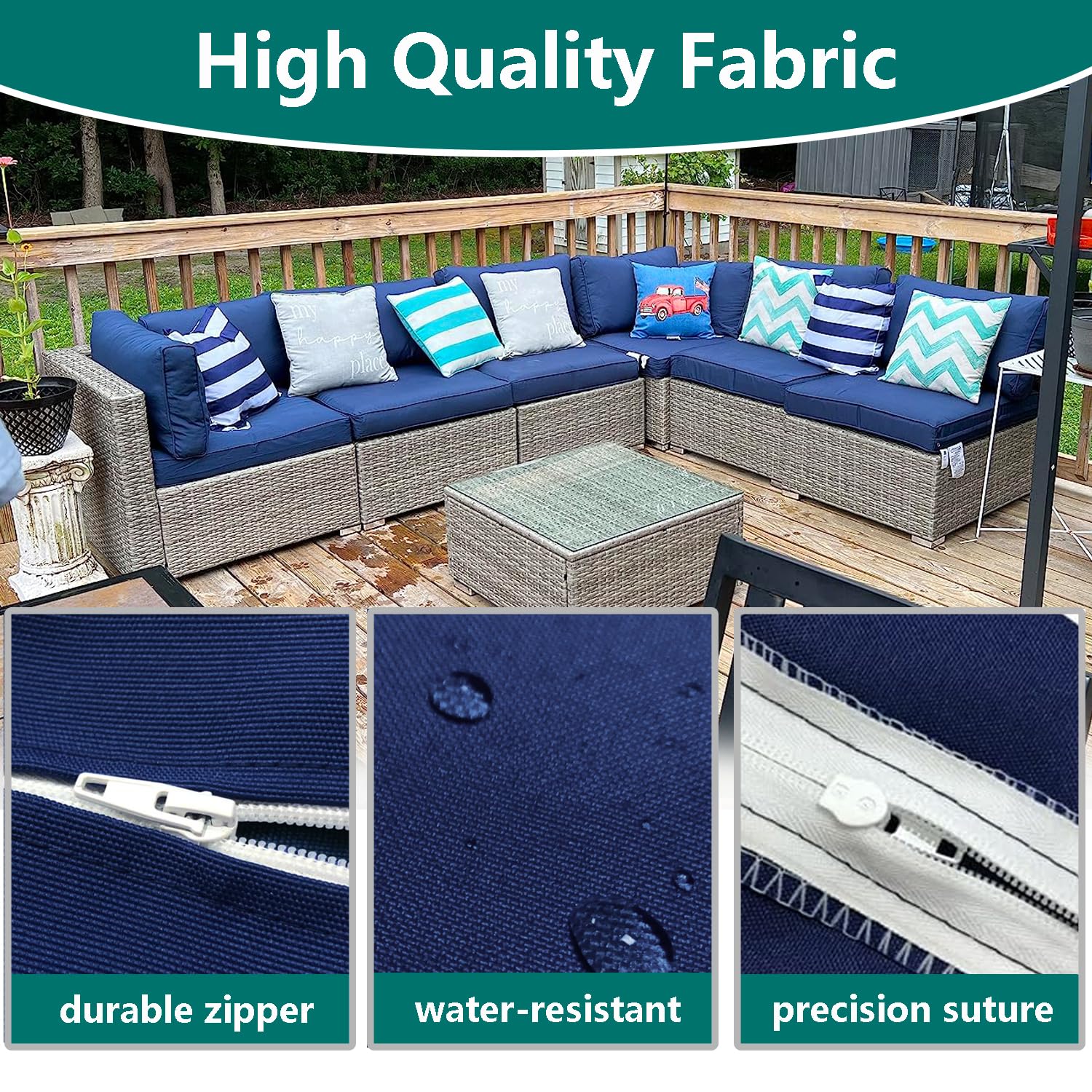 FLYMEI Navy Blue cushion cover with dimensions 20x20x2 inches