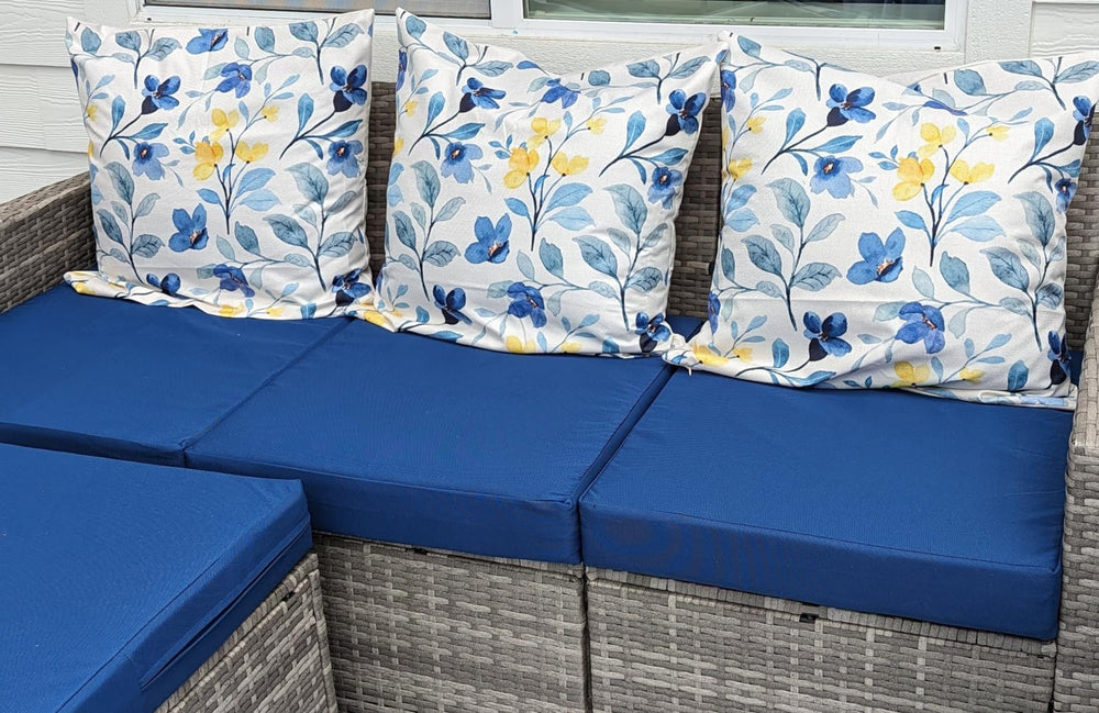 FLYMEI Navy Blue cushion covers on a patio chair