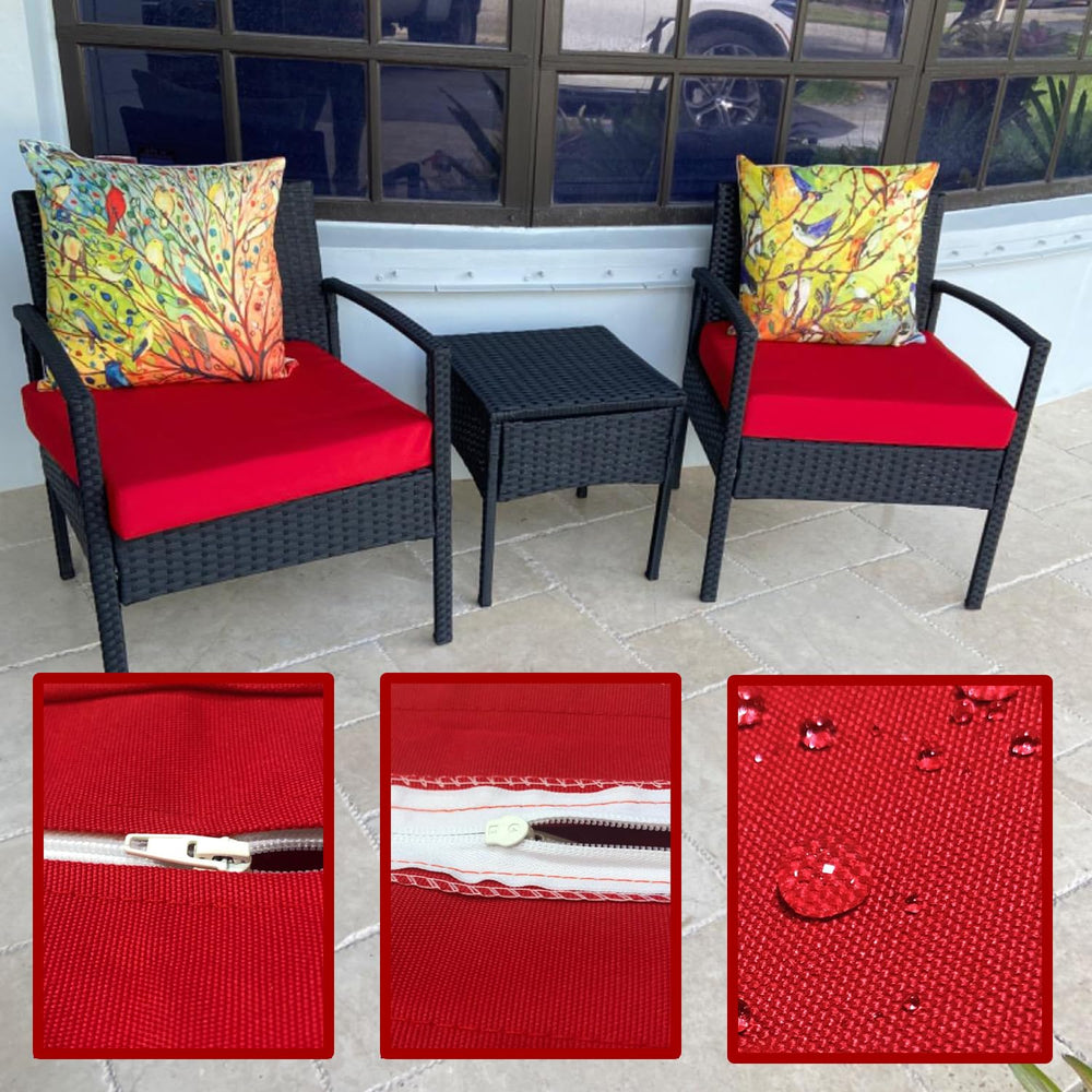 FLYMEI Patio Cushion Cover 18x18x2 red on outdoor furniture