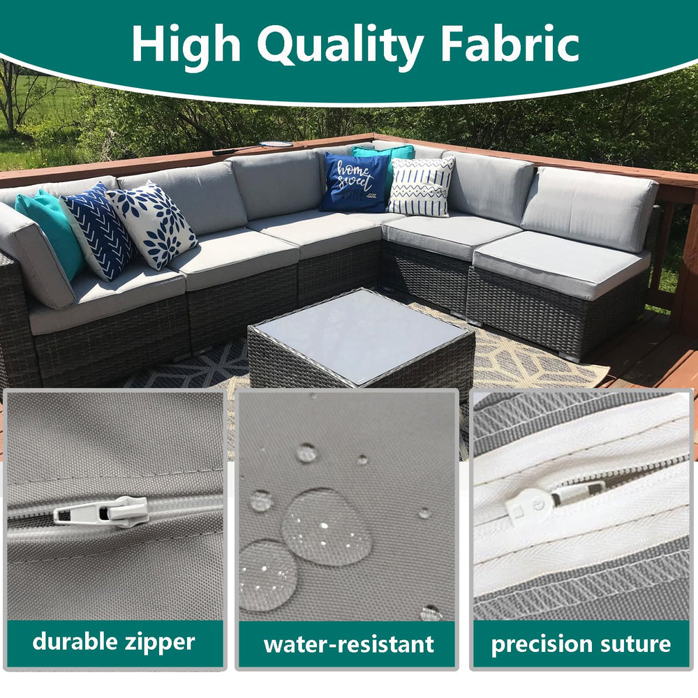 FLYMEI Patio Cushion Cover Grey 24x24x4 inch close-up texture