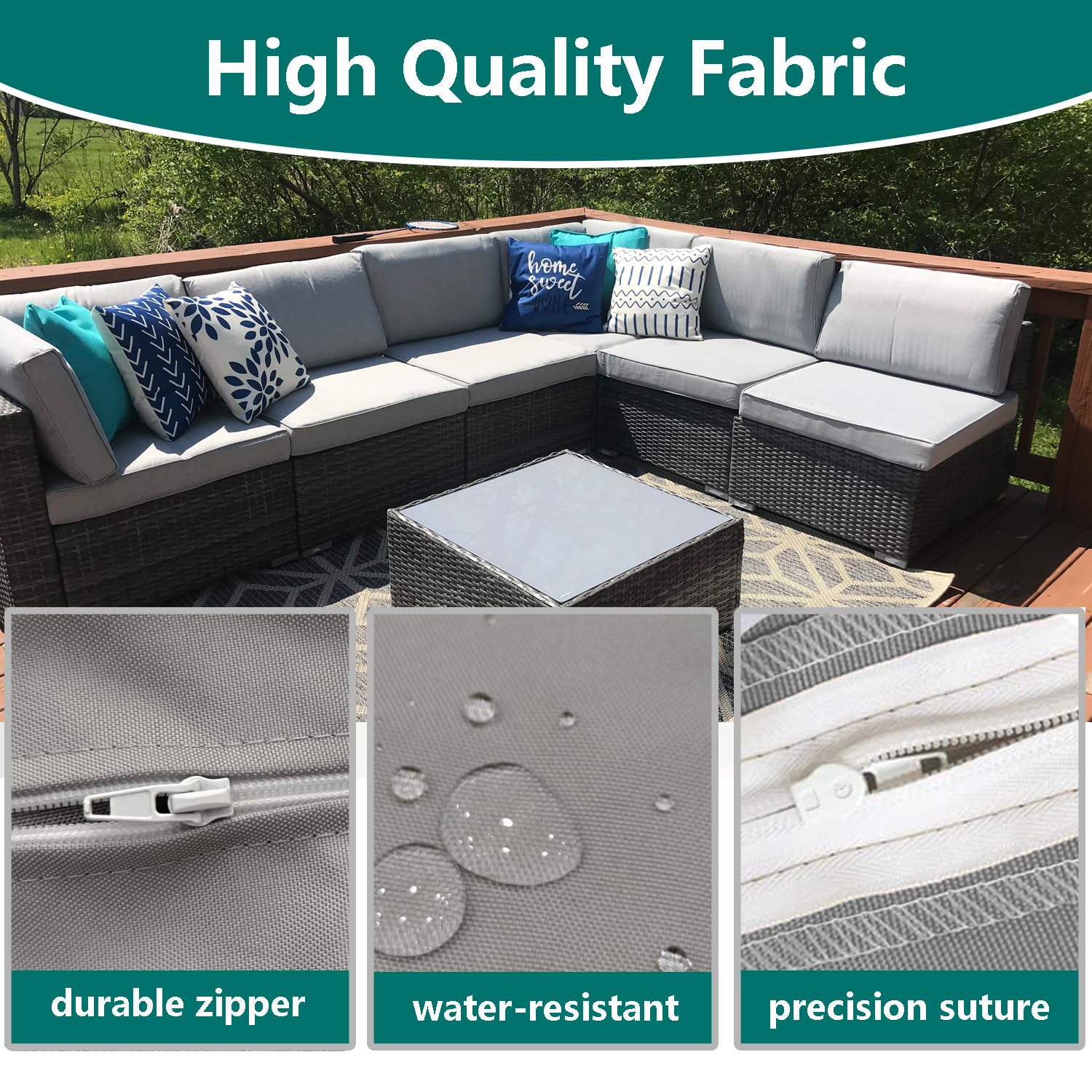FLYMEI Patio Cushion Cover Grey package includes 2 covers