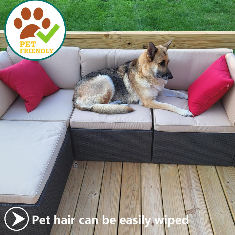 FLYMEI Patio Cushion Cover Grey showing waterproof feature