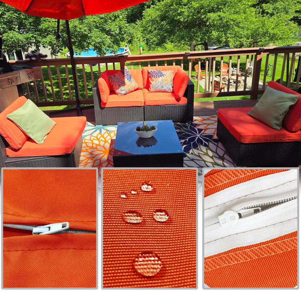 FLYMEI Patio Cushion Covers 24x22x4 inch orange close-up